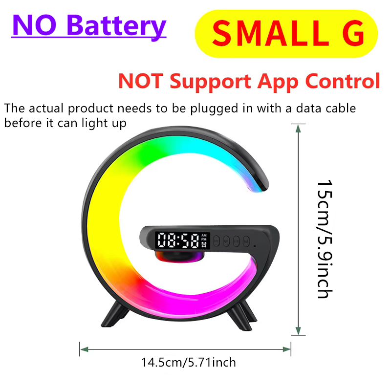 Bluetooth-högtalare atmosfärsljus trådlös laddare jul rgb natt väckning handsfree-samtal telefon snabbladdningsstation: Svart