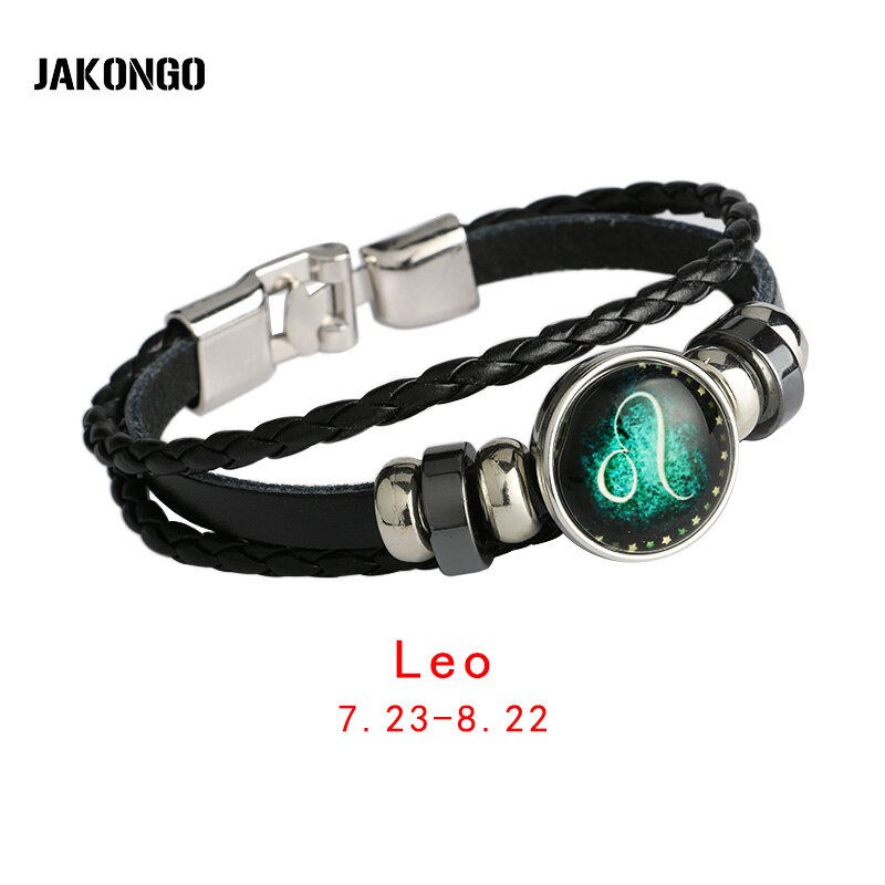 Maagd/boogschutter/waterman/schorpioen/weegschaal/steenbok 12 sterrenbeeld armband heren dames gevlochten leren armbanden & bangles: Leeuw