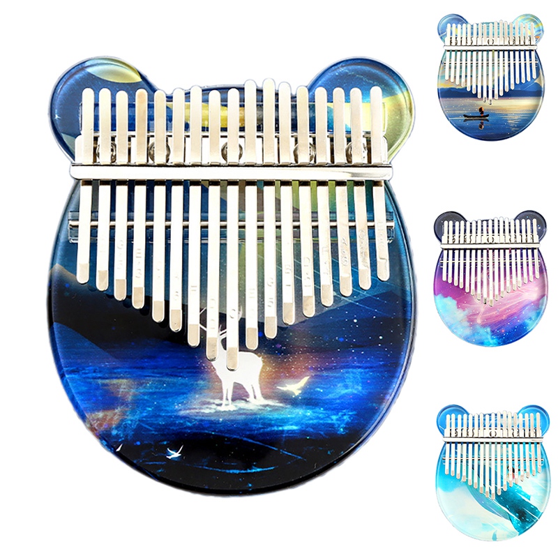 Kalimba acrylique peint à la , 17 touches, Piano à pouce Transparent avec bâton de marteau, étui pour débutant