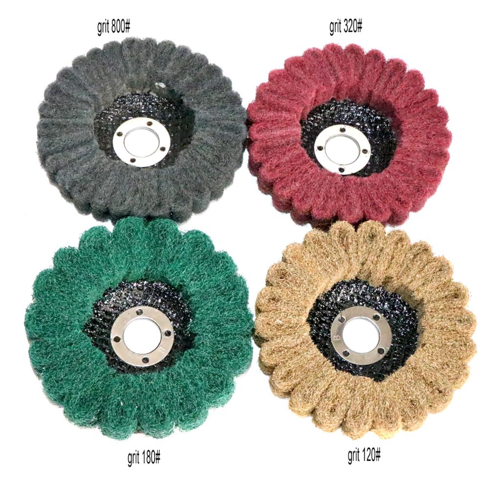 4" inch Scouring pad Buffing Wheel Nylon Fiber Flap Polishing Grinding Disc Non-woven100*16mm for Angle Grinder