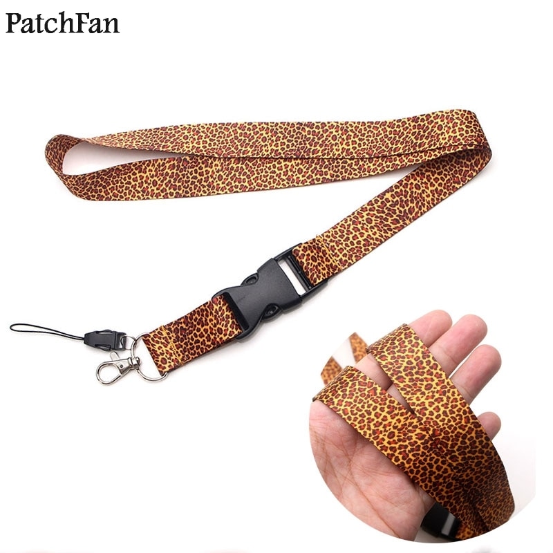 Patchfan luipaardprint sleutelhanger lanyard singels lint neck strap stof para id badge telefoon houders ketting accessoires A1160