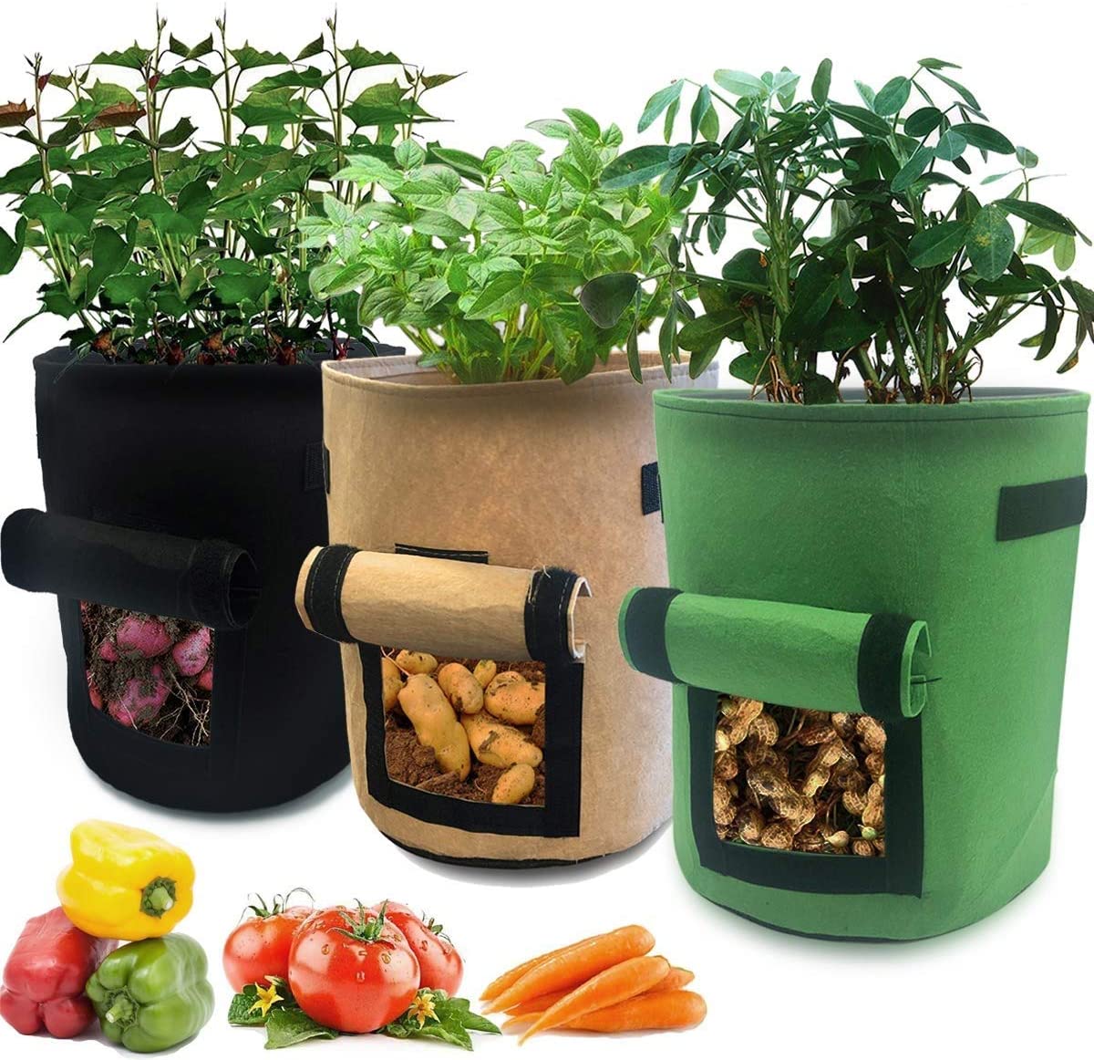 3 Size Vilt Plant Groeien Zakken Geweven Stof Tuin Aardappel Pot Greenhouse Groenteteelt Zakken Hydraterende Verticale Gereedschap