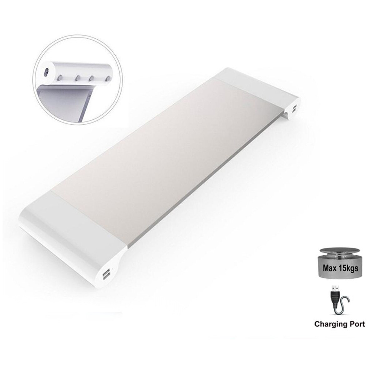 Aluminium Monitor Stand Ruimte Bar Dock Desk Riser Met 4 Usb Poorten Voor Imac Macbook Computer Laptop Hieronder 20inch