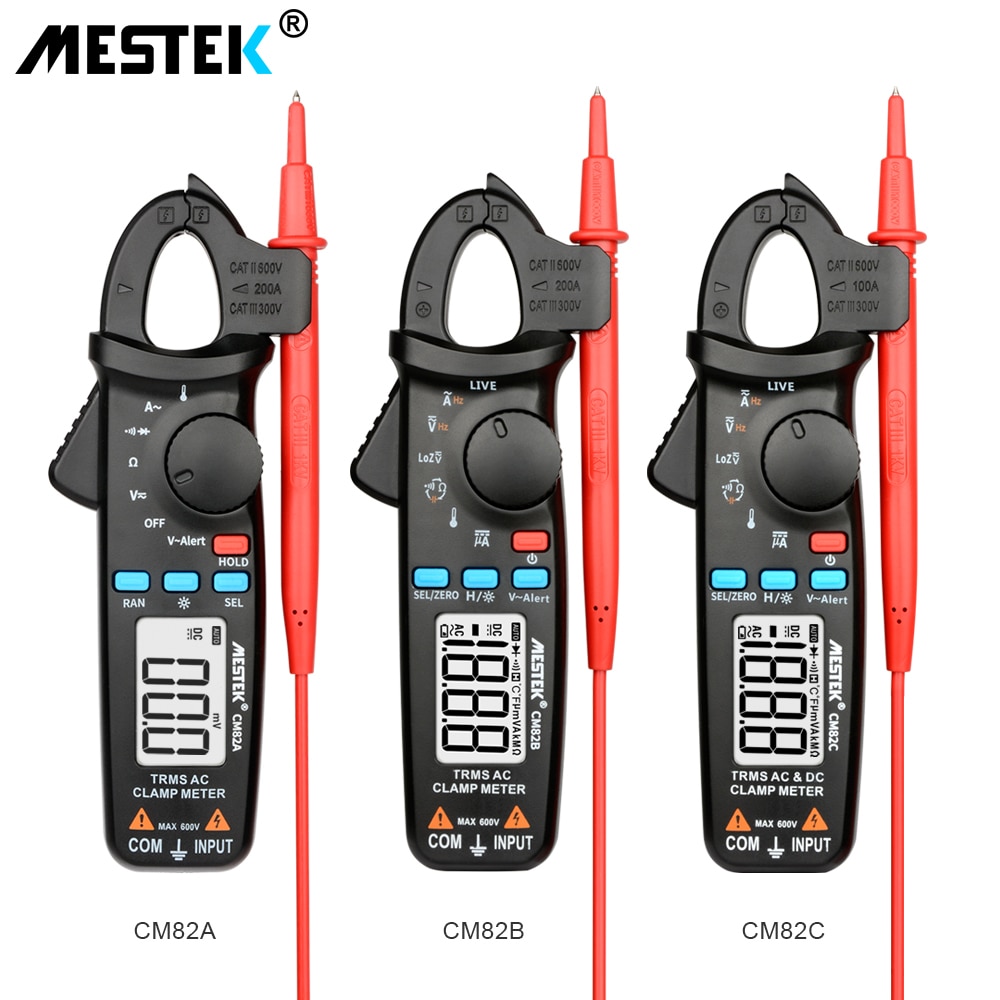 Digital dc klämmätare mestek ac dc strömmätare spänning ampere ncv ohm testare sann rms amperemeter multimeter elektriker verktyg