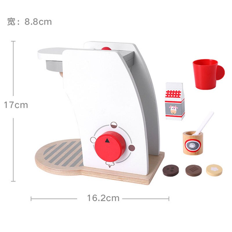 Kitchen Toys Imitated Chef Pretend Cooking Food Play Dinnerware Set Safe Cute Children Girl Wooden Educational Toy Game: coffee machine set