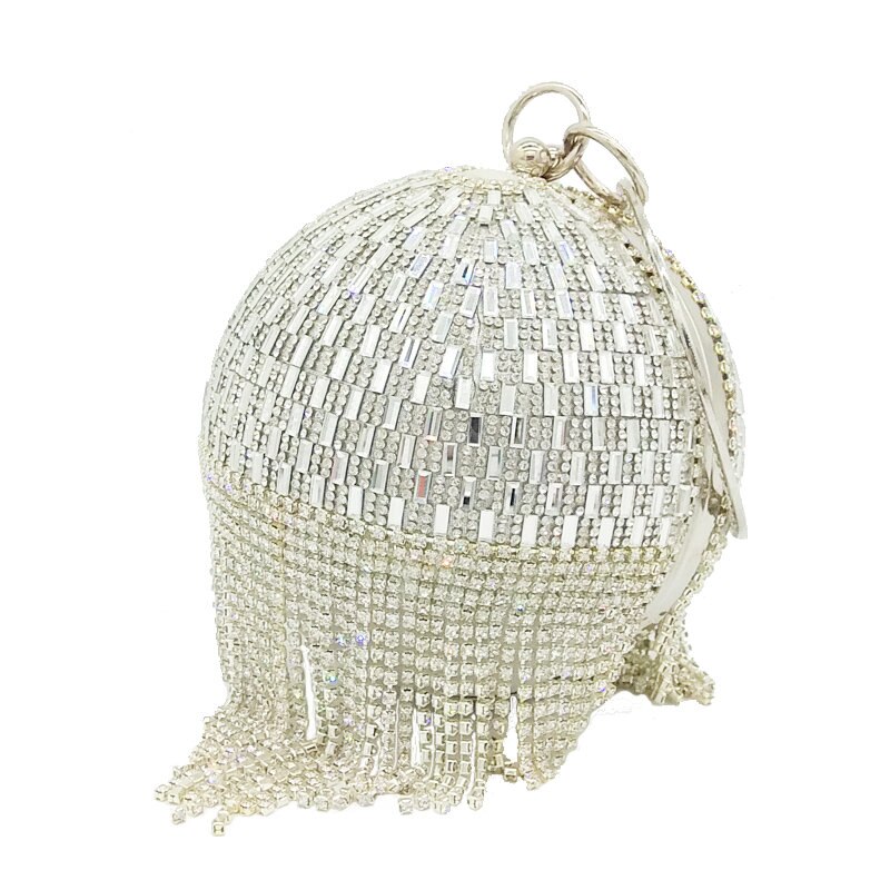 Gouden Diamant Kwastje Vrouwen Party Metalen Kristal Koppelingen Avondtassen Huwelijk Bruids Zak Schouder Handtas Polsbandjes Clutch Purse: T1543 silver