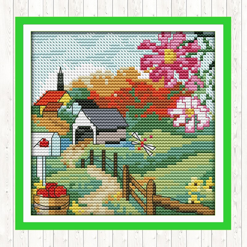 Four seasons aida tyg 14ct 11ct count print canvas broderi kit handarbete broderi mönster gör det själv hantverk korsstygn set