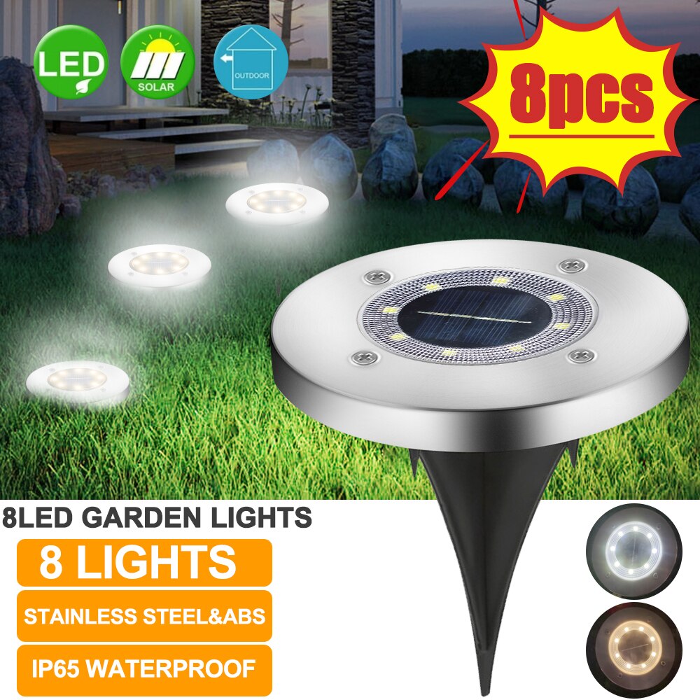 8 LED Solar Ground Lights Outdoor Garden Lawn Lights Walkway Light Buried Lamp Solar Light Buried Lamps