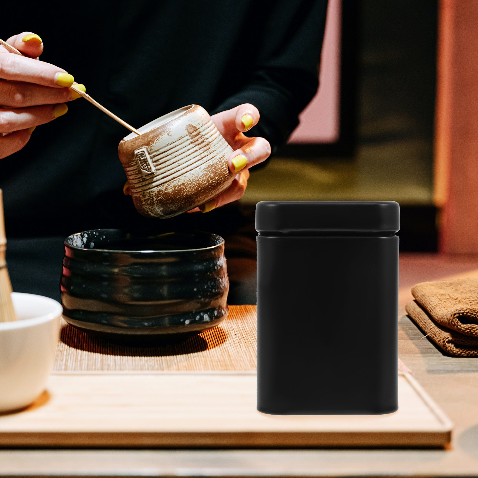 6pcs Tinplate Tea Cans Tea Cans Ceramic Cans Tea Canisters Food Storage Containers for Home Cafe Hotel