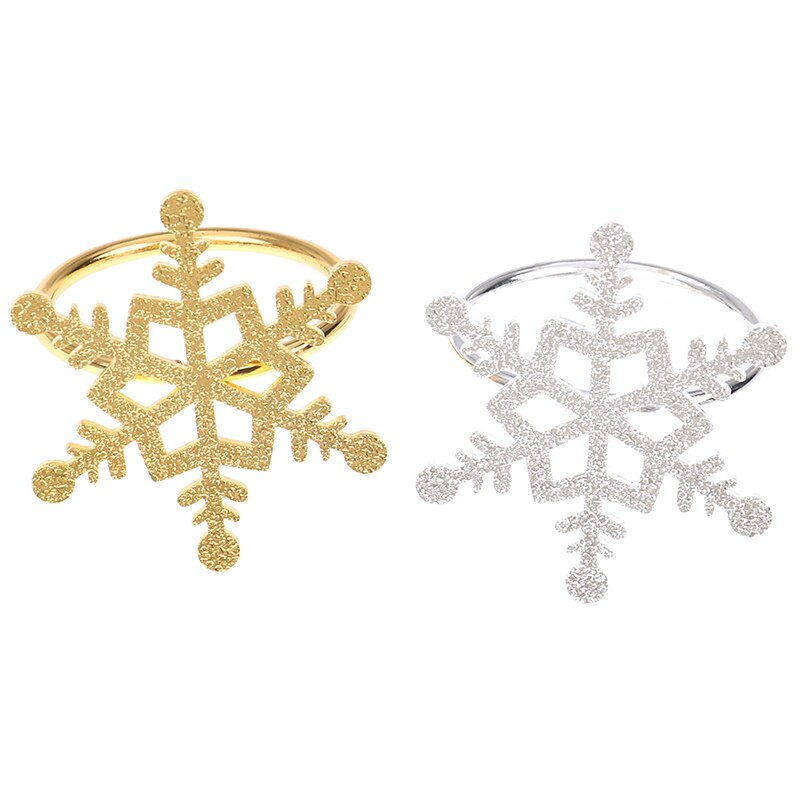 6 Pcs Christmas Snowflake Shaped Napkin Rings Dinning Table Setting Christmas Snowflake Napkin Button Napkin Ring