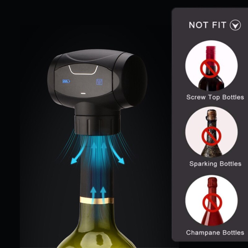 2/4PCS Electric Automatic Vacuum Wine Stopper with Dispenser Battery Powered LED Red Wine Air Pumping Vaccum Stopper Bar Tools