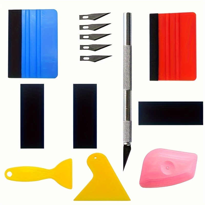 Car Wrapping Tools Kit Auto Folie Set Vinyl Wraps Tool Folie Gereedschap Zuigmond Schraper Cutter Mes voor Car Wrapping Film Gereedschap Kit: Goud