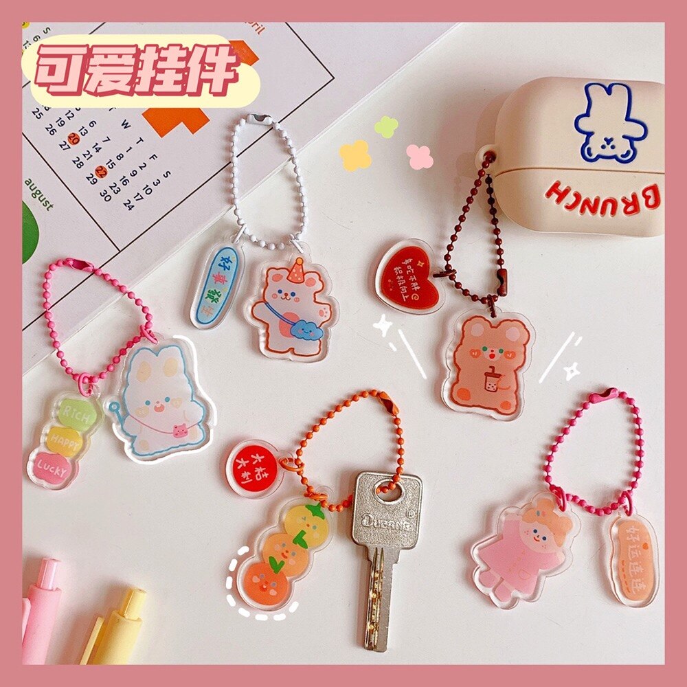 Bags Accessory 2pcs Kawaii Korea Japan Girls Key Chain Ring Children Bag Sccessories Milkjoy Bentoy