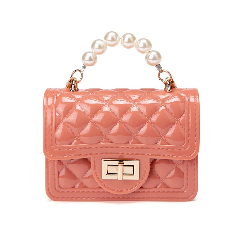 Mini borse e borsette da donna borse a tracolla in gelatina di PVC per donna portafoglio con monete borse a catena per feste da ragazza Tote: orange pearl