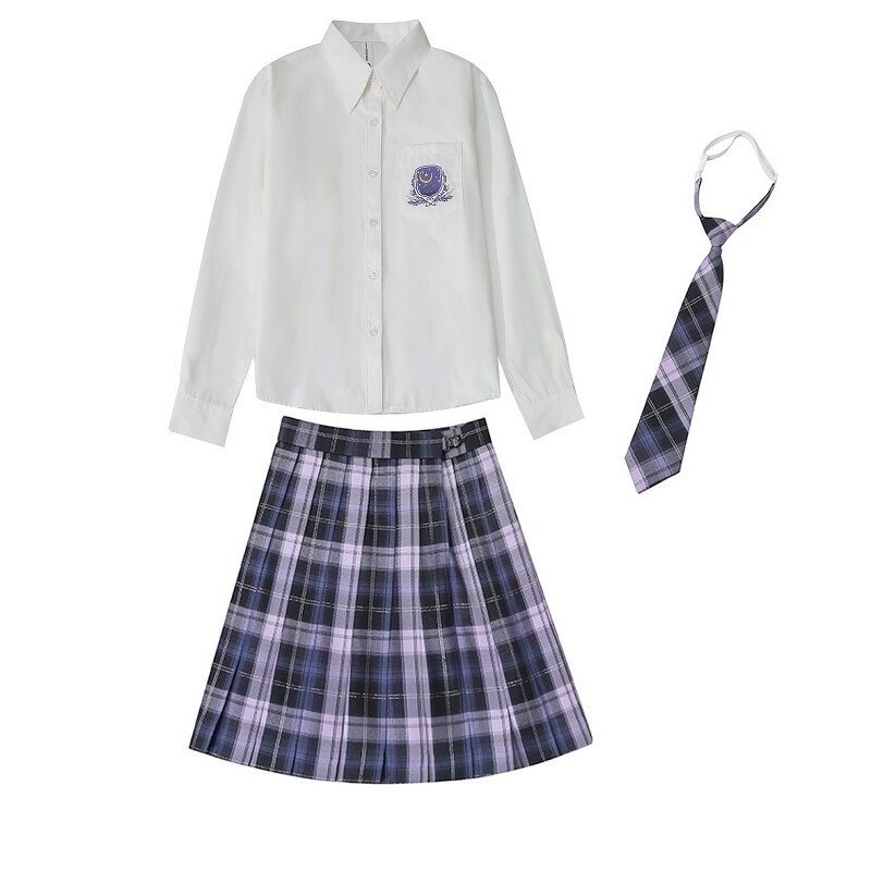Uniforme d&#39;écolière japonaise pour filles, jupes plissées, chemise brodée harajuku, ensemble de cravate, uniformes JK Sexy pour femmes: style 2 / XS