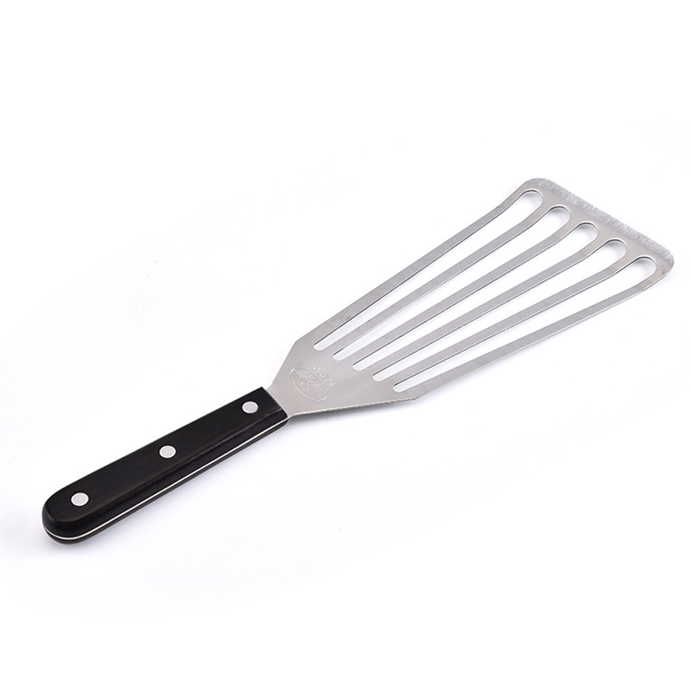 Pala multifuncional de acero inoxidable para freír bistec, pala para pescado, pala para Anguila, herramienta de cocina con mango de madera