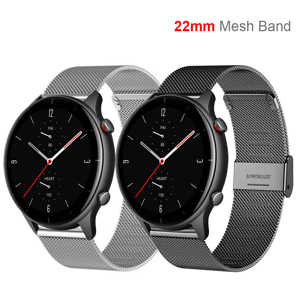 Correa de reloj de malla de 22mm para Huami Amazfit GTR 4 3 Pro 2 2e Bip 5 pulsera milanesa correa de muñeca para cierre GTR 47mm Pace Stratos