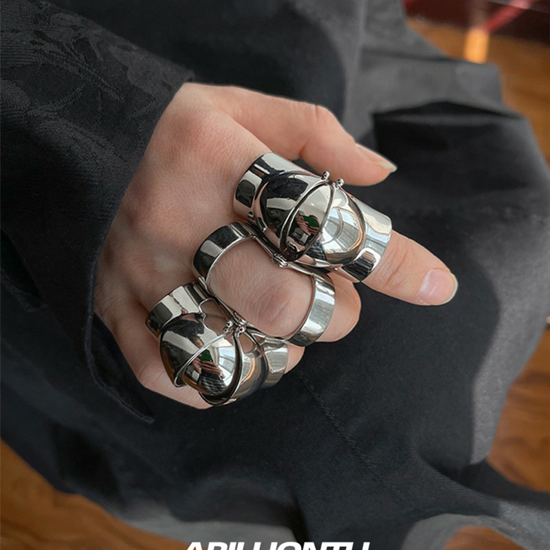 Anillos de armadura Punk Rock gótico Scroll Joint Armor Knuckle Knight, anillos de dedo de Metal multicapa, joyería de Cosplay