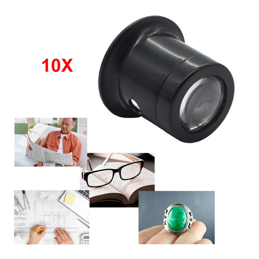 10X Monocular Glass Magnifier Watch Jewelry Repair Tools Loupe Lens Black Distance Reading Monocular Magnifier Kit for Watchmake: 10X
