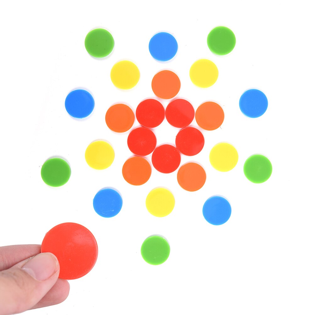 100 stk. 24mm tæller bingo chips markører til bingo spil kort 2cm 5 farver rød / gul / blå / grøn / orange
