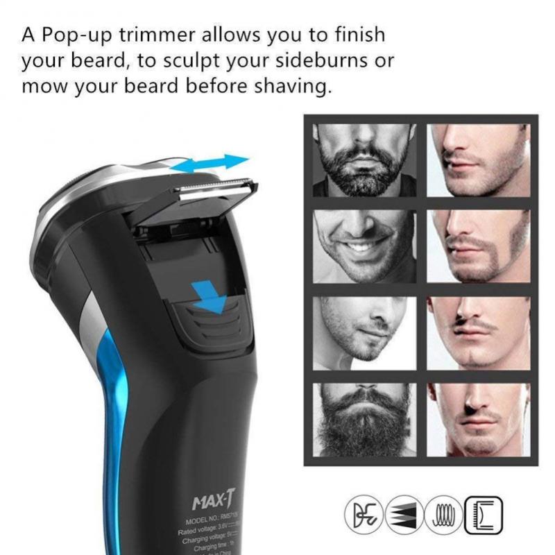 Mens Electric Rotary Shaver Rechargeable 3D Triple Floating Head Trimmer razors Shaving Accessories