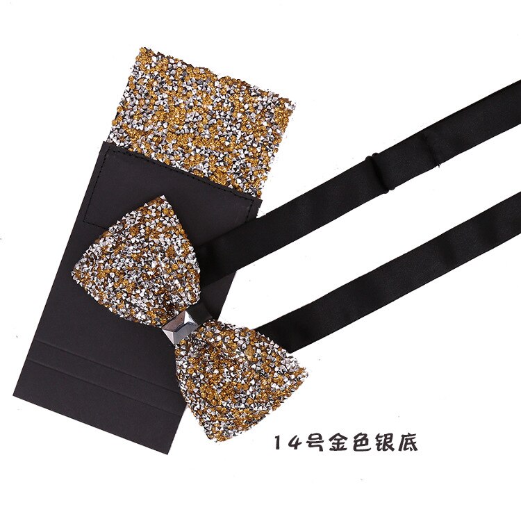 Mode Mannen Accessoires Vlinderdas Set Pocket Vierkante 2 Stks/set Luxe Tie Mens: 14