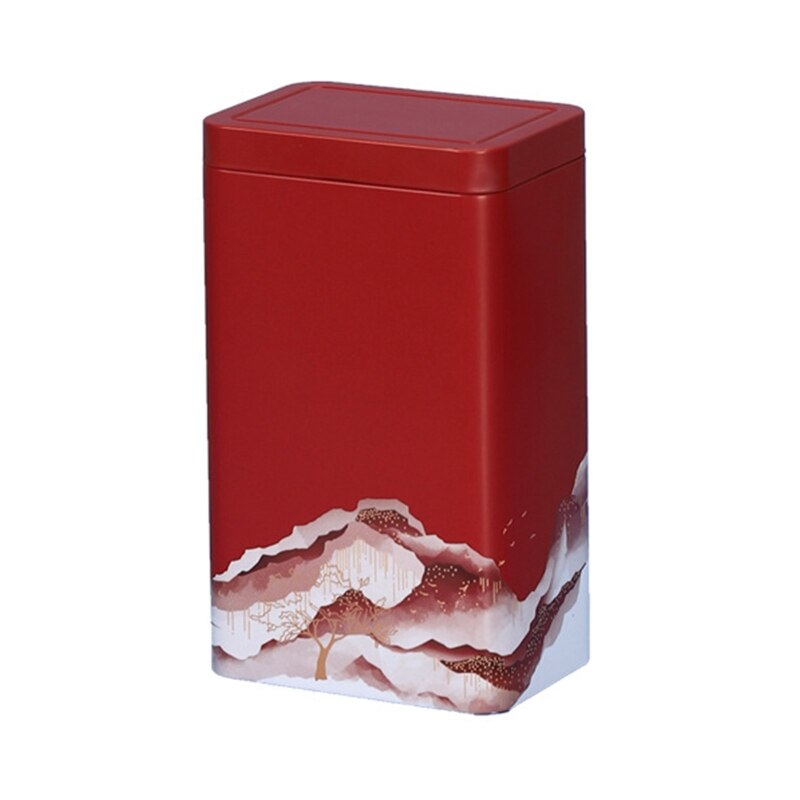 Metal Tinplate Box Japanese Tea Container Jar Green Tea Storage Box Food Cans: Red