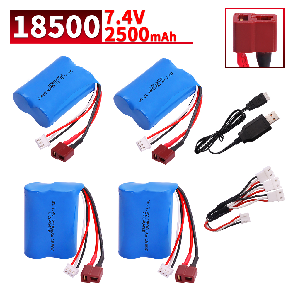18500 2500 mAh 7.4 V batterij met Oplader Voor HBX 16889 16889A 16890 16890A SG1601 SG1602 1/16 RC vrachtwagen/auto onderdelen Batterij