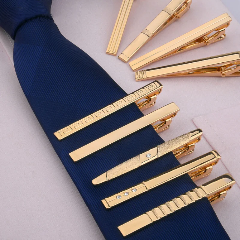 Clip de corbata para hombre, broche de estilo clásico Simple, Color dorado, Clip para corbata de boda y negocios, cierre de Metal, joyería para hombre