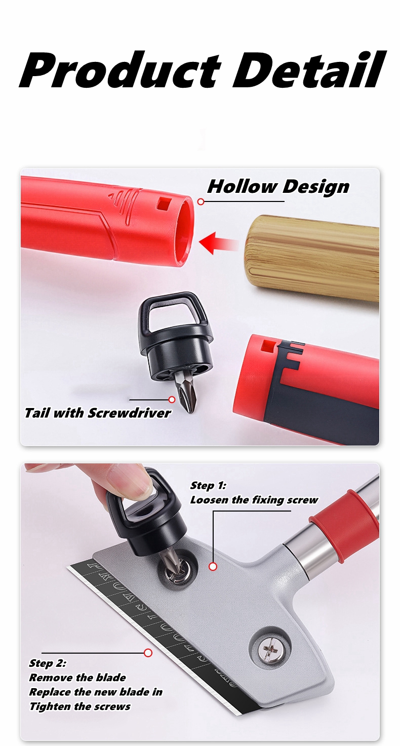 Draagbare aluminiumlegering schoonmaakschep, mes, behangschraper, verfschraper, tegelschraper, vloerschraper met sk -5 -mes, schoonmaakgereedschap voor thuis