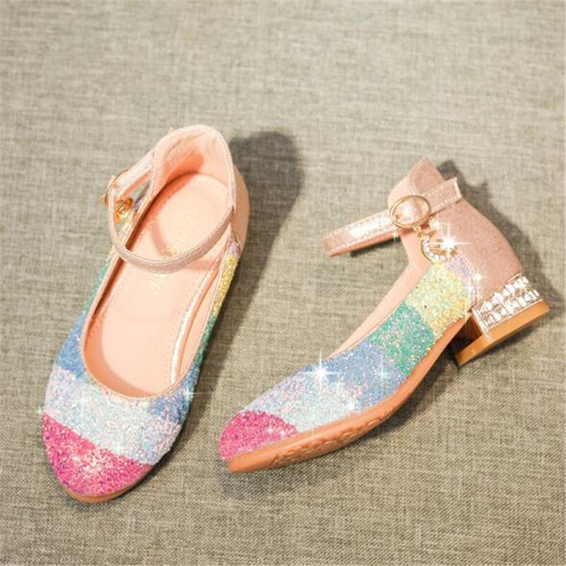 Zapatos de tacón alto transpirables para niñas, calzado de cuero para y baile, para primavera y otoño, 041