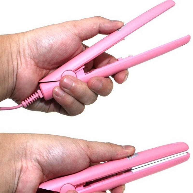 Mini Stijltang Ijzer Roze Keramische Haar Rechttrekken Fronsen Krultang Styling Tools Snel Haar Starightener