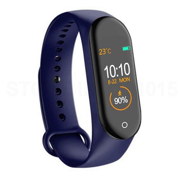 Sport Running Pedometer M4 Smart Wristband Heart Rate Waterproof Touch Screen Bluetooth Fitness Tracker Pedometer: BLUE