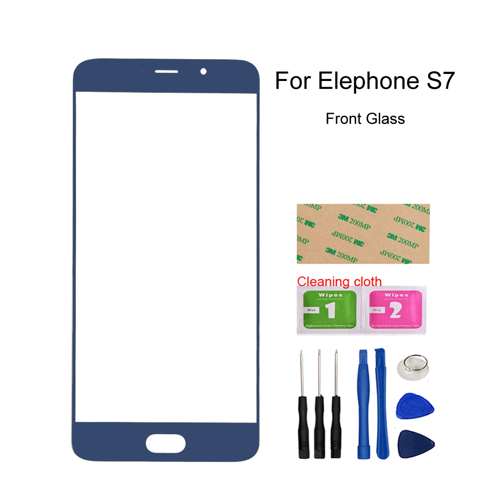 For Elephone S7 (No Touch Screen) Front Outer Glass Panel Assembly Parts With 3M Glue Wipes: Blue tools