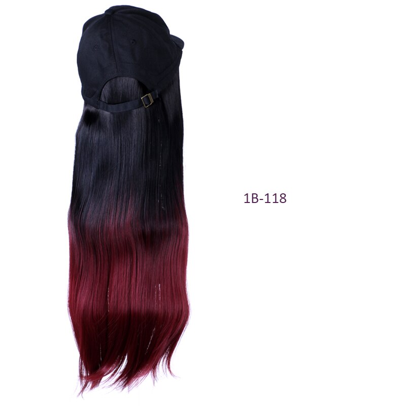 Czapka bejsbolówka z syntetycznymi włosami peruka czarny brązowy kolor długie proste doczepiane włosy z czapką z daszkiem czarny kapelusz dla kobiet: 1B-118