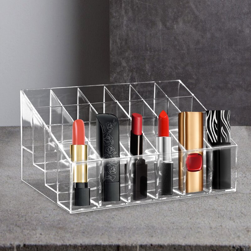 24 gitter læbestift makeup organizer akryl opbevaring makeup organizer til kosmetik læbestift neglelak display stand holder