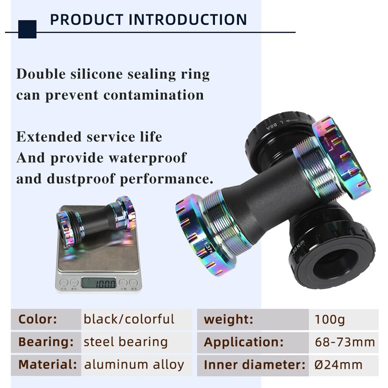 TANKE Mountain Bike BB 68-73mm Middle Axle Press in Type MTB Bicycle Lower Bracket Central Movement Axis Part