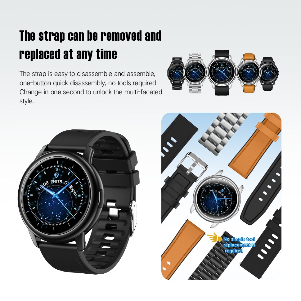 LEMFO LF28 montre intelligente hommes étanche IP68 relogio inteligen 1.28 pouces plein écran tactile Fitness Tracker fréquence cardiaque Smarwatch
