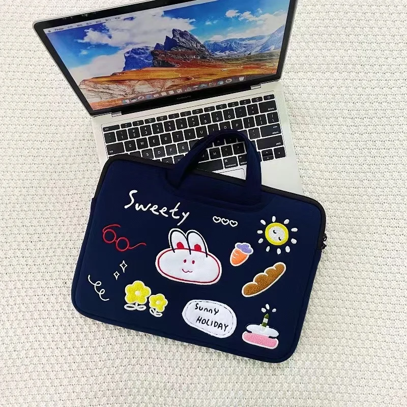 Cute Laptop Handbag For Ipad Pro11 Macbook Air 13.6 15.3 Pro13.3 14 16 Xiaomi Lenovo 15.6 Inch Shockproof Notebook Pouch: 14Inches 350mm / MINT GREEN