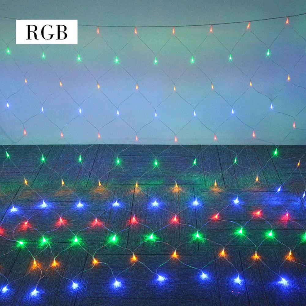 Luz de jardín de hadas 1.5x1.5M/3x 2M/6x4M lámpara al aire libre red de malla Led cadena luces decoración de la boda balcón luz iluminación al aire libre: RGB / 3M X 2M