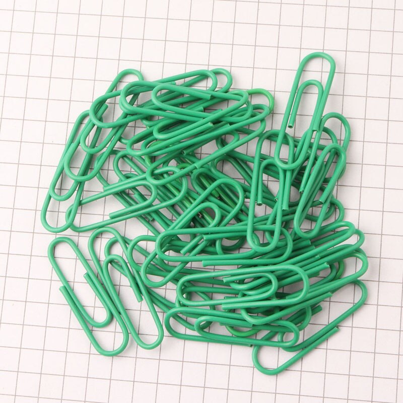 100PCS 28MM Office Paper Clips Color DIY Paper Clips Office Learning Binding Supplies: Green
