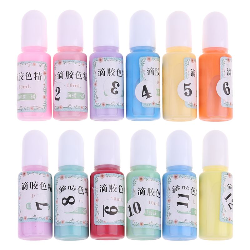 12 flasker flydende macaron slik farve harpiks pigment farvestof harpiks epoxy smykker diy