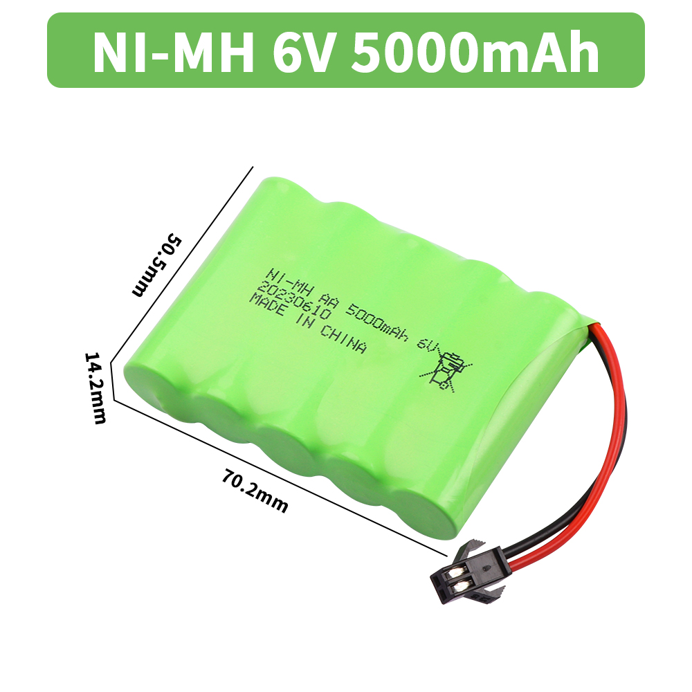 6V 5000mAh NiMH-Akku mit USB-Ladegerät für Rc-Spielzeug, Autos, Tankwagen, Roboter, Waffen, Boote, AA Ni-MH, 6V-Akku
