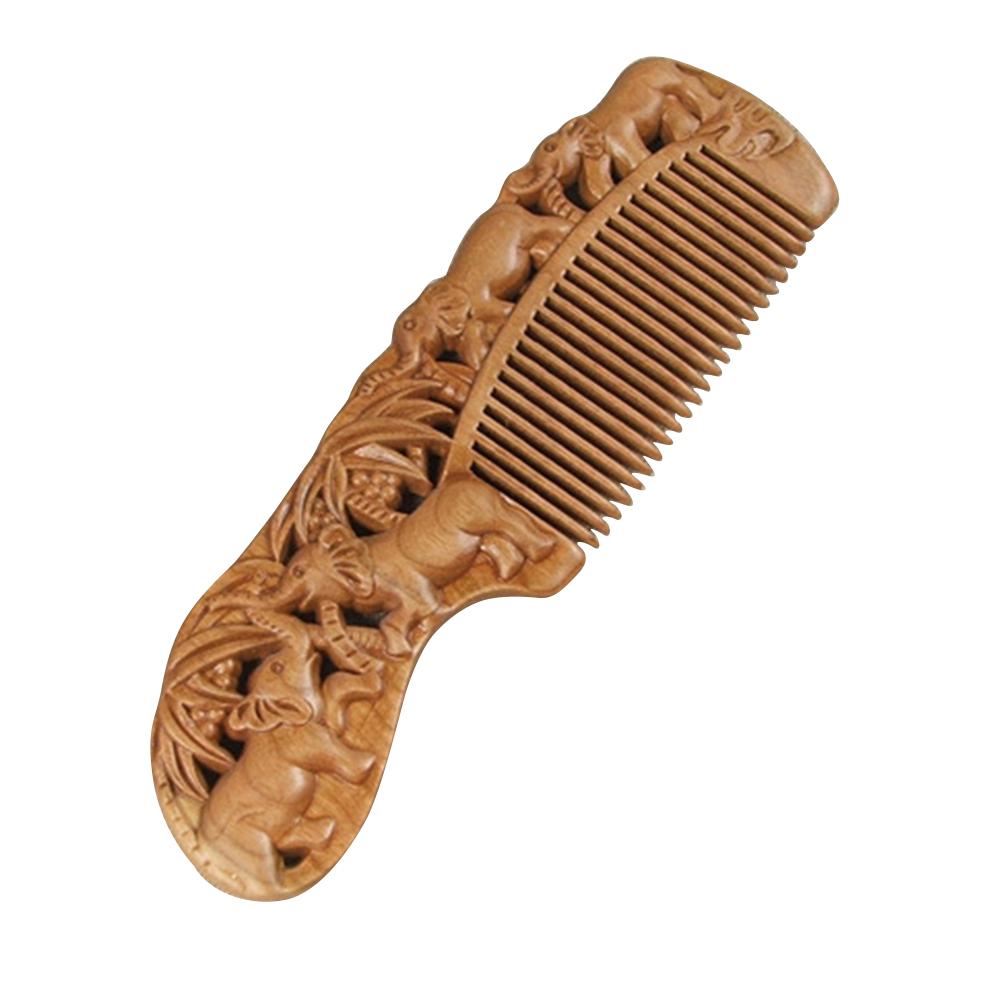 Handgemaakte Bericht Kam Natuurlijke Perzik Houten Kam Olifant Carving Anti Statische Spa Bericht Kam Hair Styling Tool