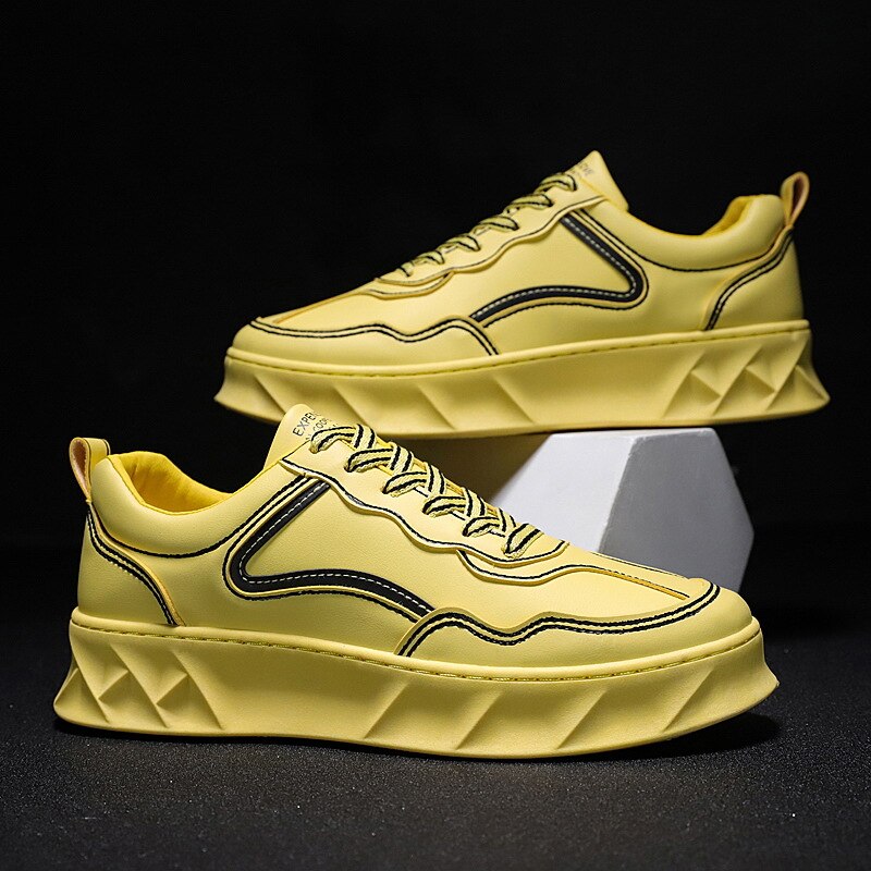 Aizhetu stilfulde fritidssko til mænd gule sneakers sort hvide gåfodtøj åndbart mesh sneakers mænd sko