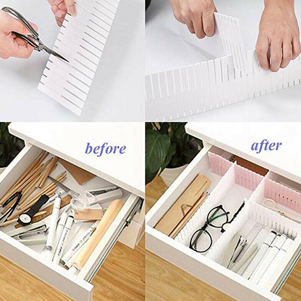 Adjustable Plastic Drawer Divider DIY Storage Shelves Combination Space-saving Free Division Household Tools Board Partitio S7R7