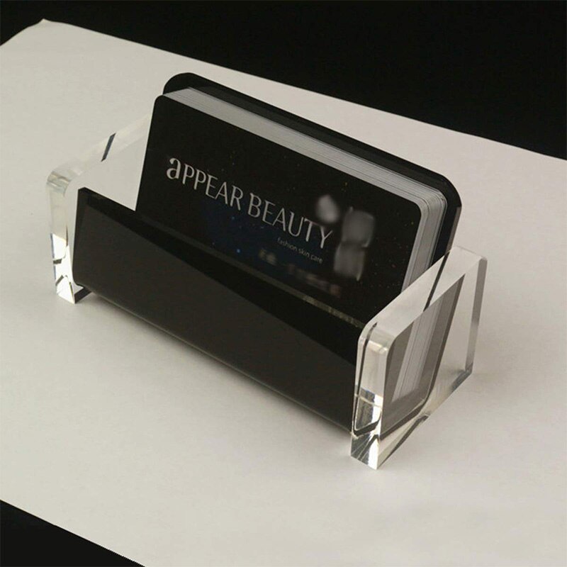 Acrylic Desktop Business Card Holder Display for Desk Business Card Stand for Office Black