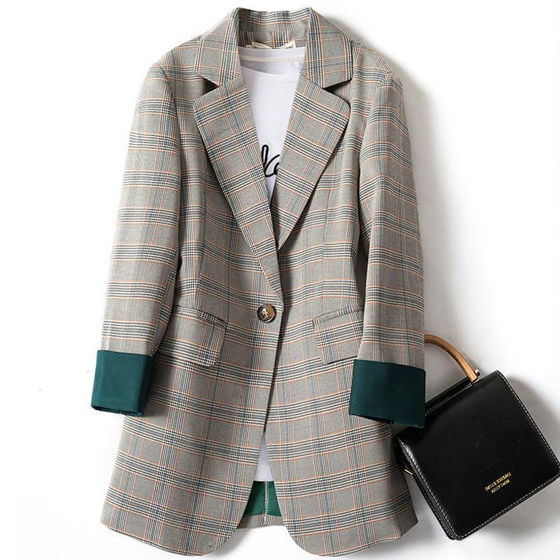 Traje informal de negocios para mujer, ropa de oficina, abrigos largos elegantes para mujer, abrigo de Vintage, otoño