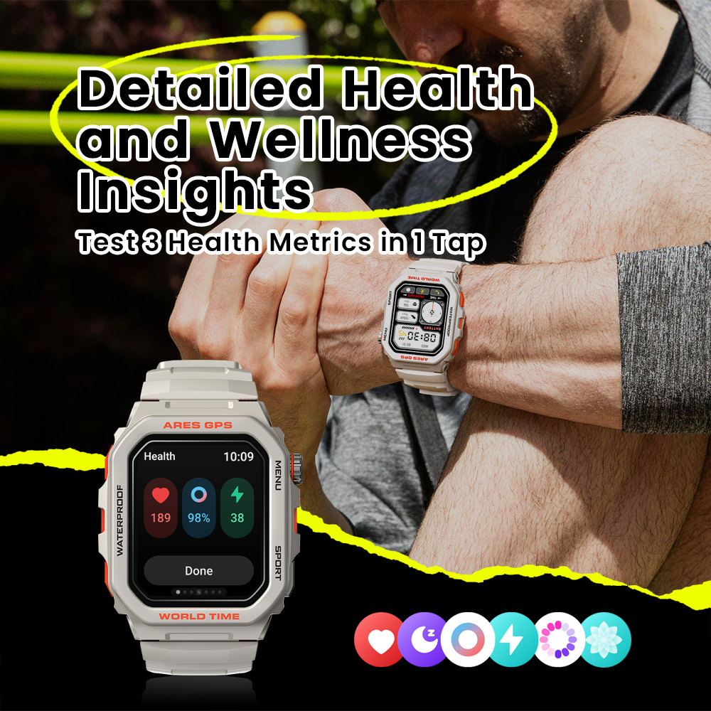 [Première mondiale] Zeblaze-Montre intelligente GPS Ares, GPS, Alexa intégré, appels Bluetooth, fréquence cardiaque et Spo2, santé du sommeil, WR3iko