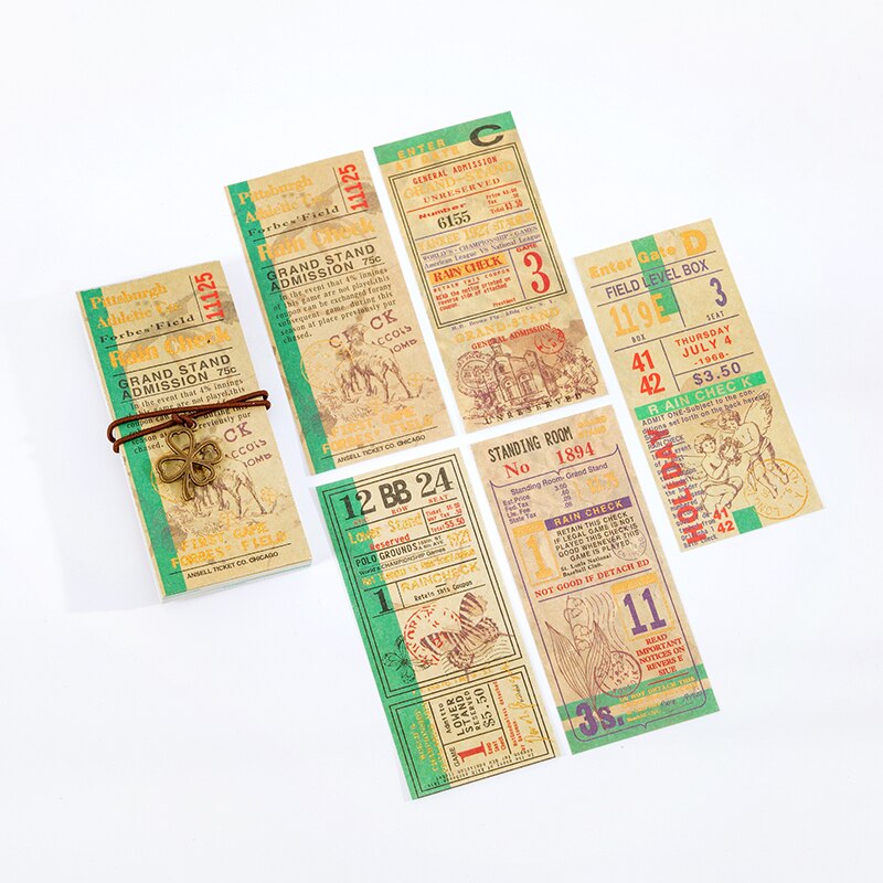 Yoofun 50pcs/lot Memo Pads Sticky Notes Bill Traveller Vintage Deco Paper Junk Journal Diary Scrapbooking Stickers Office School: b